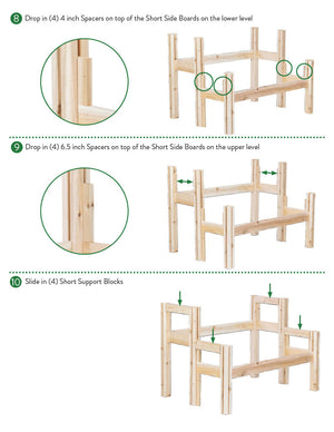 Two-Tiers Six Bucket Elevated Cedar Wood Garden Frame, 43 in. x 30 in. x 30 in. RCBG3TW3SV-15
