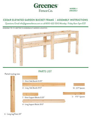 Six Bucket Elevated Cedar Wood Garden Frame, 84 in. x 16 in. x 20 or 30 in. RCBG3SW3SH-8 RCBG3TW3TH-7