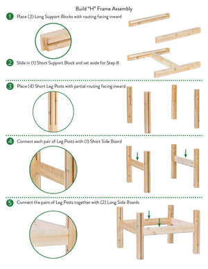 Four Bucket Elevated Cedar Wood Garden Frame, 29 in. x 28 in. x 20 or 30 in. RCBG4S-22 RCBG4T-23