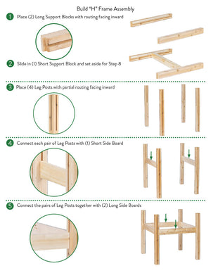 Four Bucket Elevated Cedar Wood Garden Frame, 29 in. x 28 in. x 20 or 30 in. RCBG4S-22 RCBG4T-23