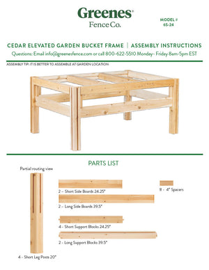 Six Bucket Elevated Cedar Wood Garden Frame, 43 in. x 28 in x 20 or 30 in. RCBG6S-24 RCBG6T-25