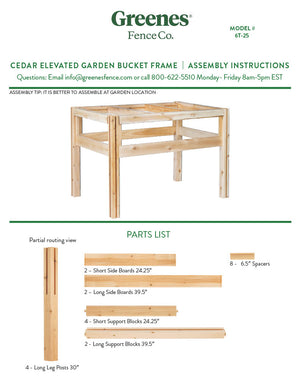 Six Bucket Elevated Cedar Wood Garden Frame, 43 in. x 28 in x 20 or 30 in. RCBG6S-24 RCBG6T-25