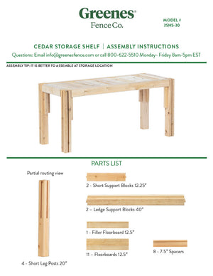 Cedar Storage Shelf, 44 in. x 16 in. x 20 in. RCBGS3SHS-30