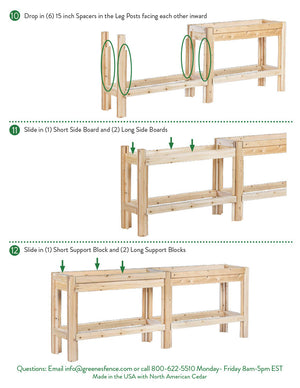 Twelve or Six Bucket Cedar Storage Shelves, 84 in. or 44 in. x 16 in. x 30 in. RCBGS6STW6ST-21