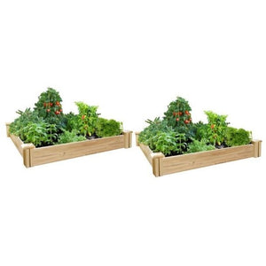 Cedar Raised Garden Bed with Old Style Post 4 ft x 4 ft x 7 in (2 Pack) RC4C4X2
