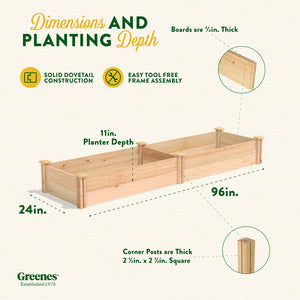 Premium Cedar Raised Garden Bed 2 ft x 8 ft x 11 in RC249612P