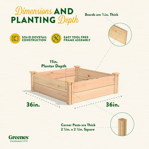 Premium Cedar Raised Garden Bed 3 ft x 3 ft x 11 in RC363612P