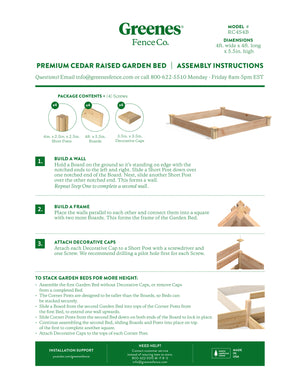 Premium Cedar Raised Garden Bed 4 ft x 4 ft x 5.5 in RC4S4B