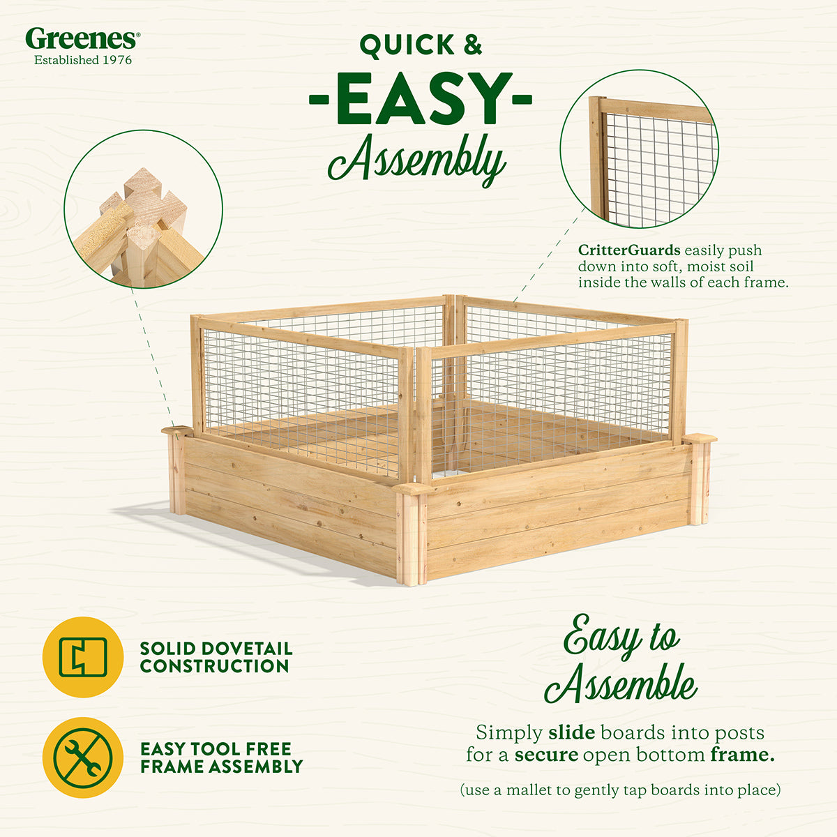 Greenes Fence 4' x 8' x 10.5" Original Cedar Raised Garden Bed with CritterGuard Fence System - Thumbnail 3