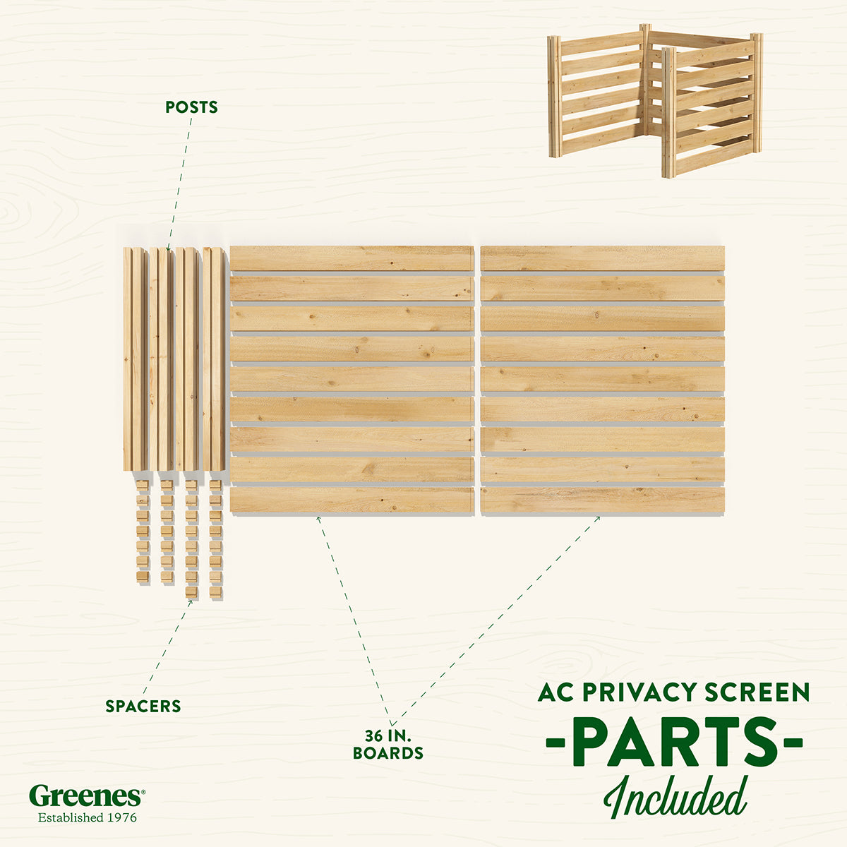 Greenes Fence Cedar Air Conditioning Cover Privacy Screen - Thumbnail 3